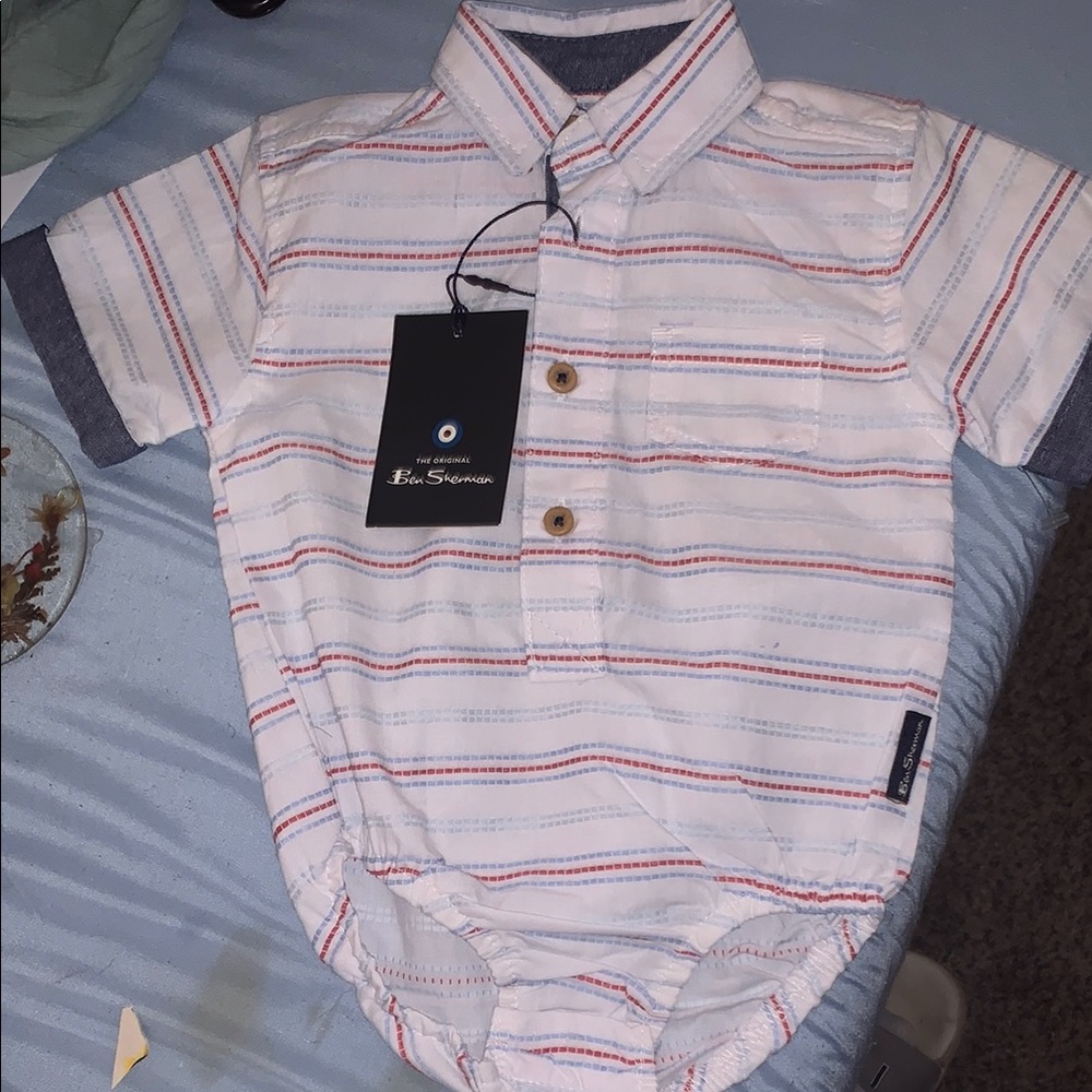 Ben Sherman 3-6mnth ' Striped Button-Down Romper 1-Pc plaid